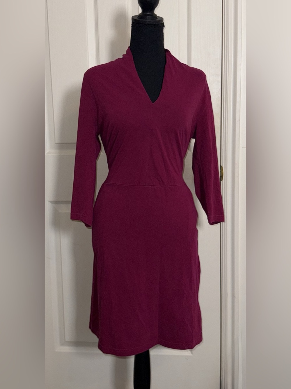 Patagonia Magenta 3/4-Sleeved Vitaliti Cotton Blend Midi Dress Medium M